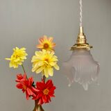 Vintage art deco tulip ride in frosted glass, flower shape