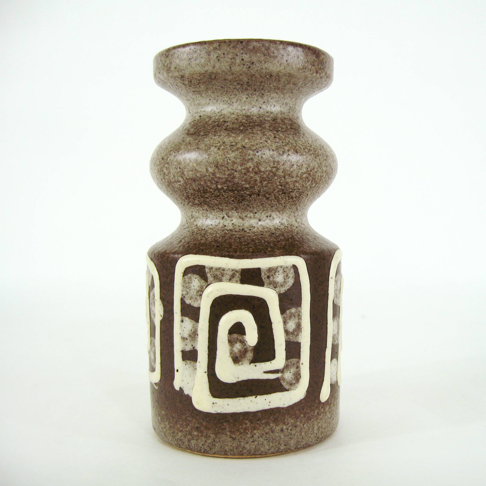 Small brown and beige ceramic vase - VEB Haldensleben - vintage 60s