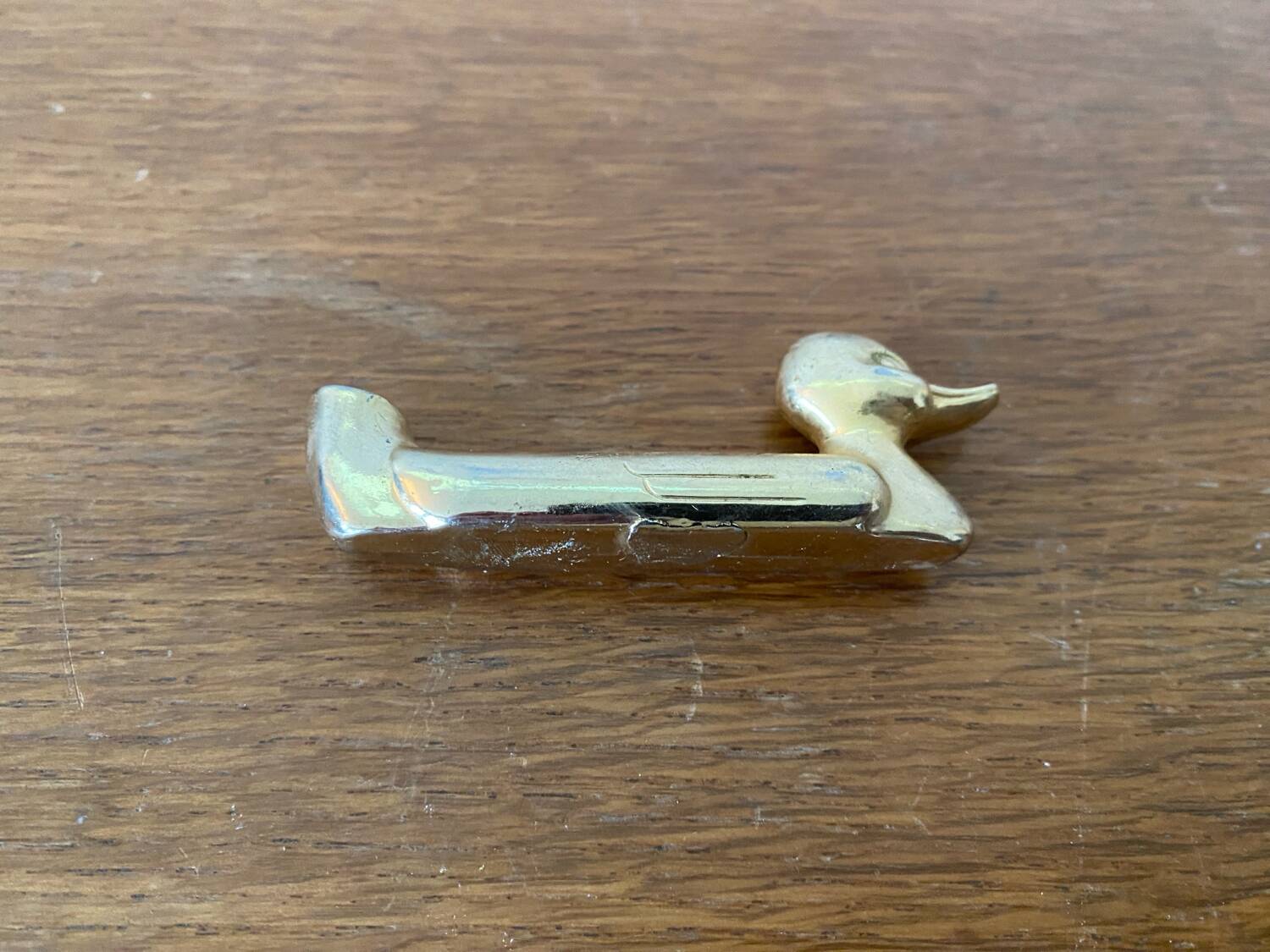 Set of 8 antique privilege knife holders gold metal duck vintage