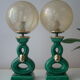 Pair of vintage lamps in bordeaux art ceramic