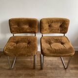 Vintage suede chair pair