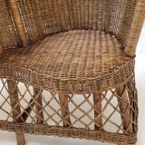 Vintage rattan confidant sofa