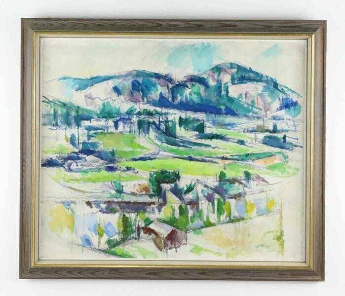 Original Swedish oil on canvas – “Landscape” by Sture Ekengren – vintage & framed – 63 × 74 cm