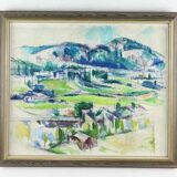 Original Swedish oil on canvas – “Landscape” by Sture Ekengren – vintage & framed – 63 × 74 cm