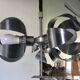 Space-age pendant lamp with 3 stainless steel lights and brushed aluminum adjustable in height - design 1970