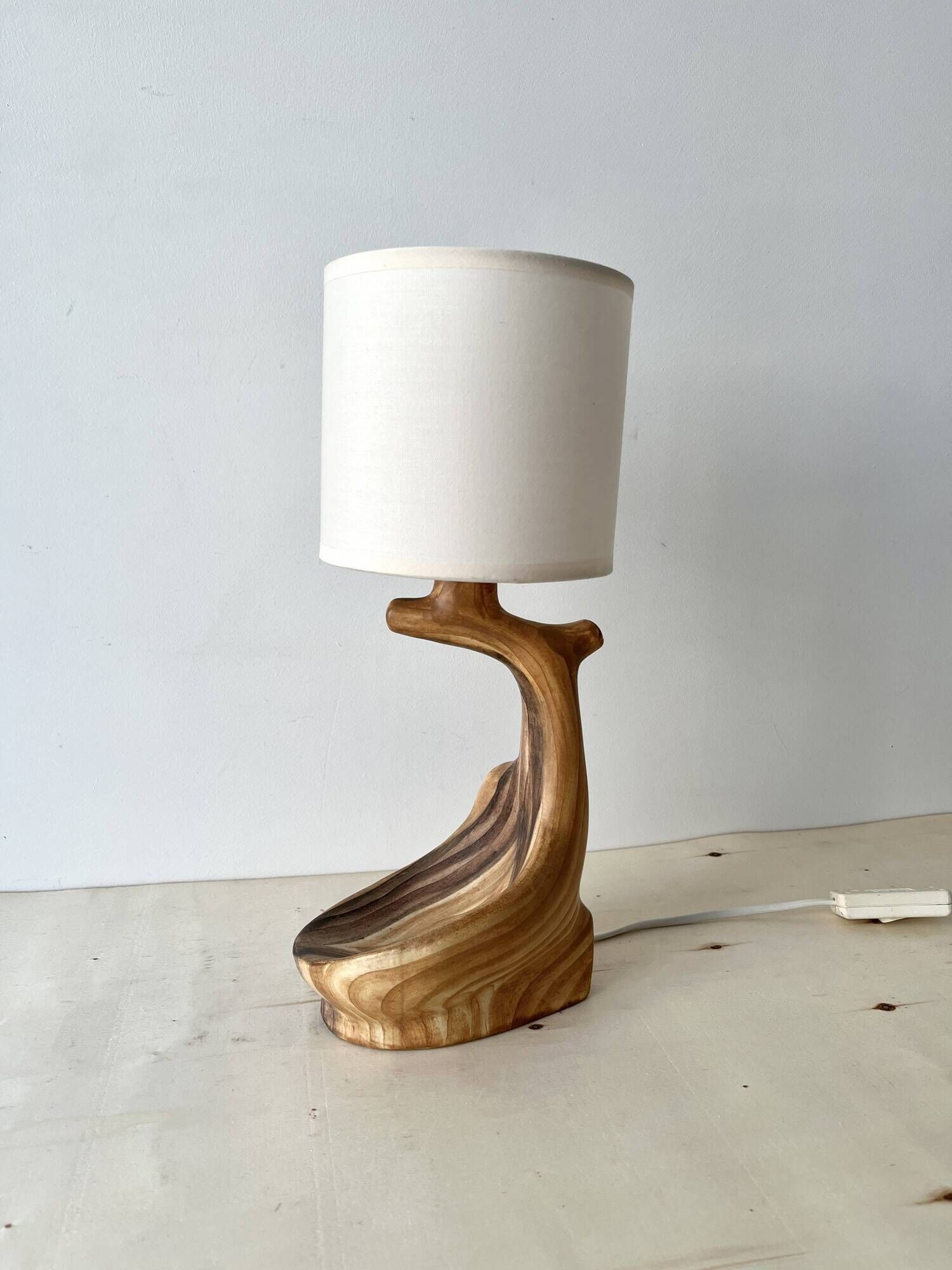 Vallauris lamp by Grandjean Jourdan 1950, vintage faux bois ceramic