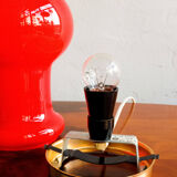 Space age czechoslovak opaline red glass table lamp, 1970s