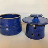 Blue ceramic water butter dish