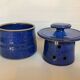 Blue ceramic water butter dish