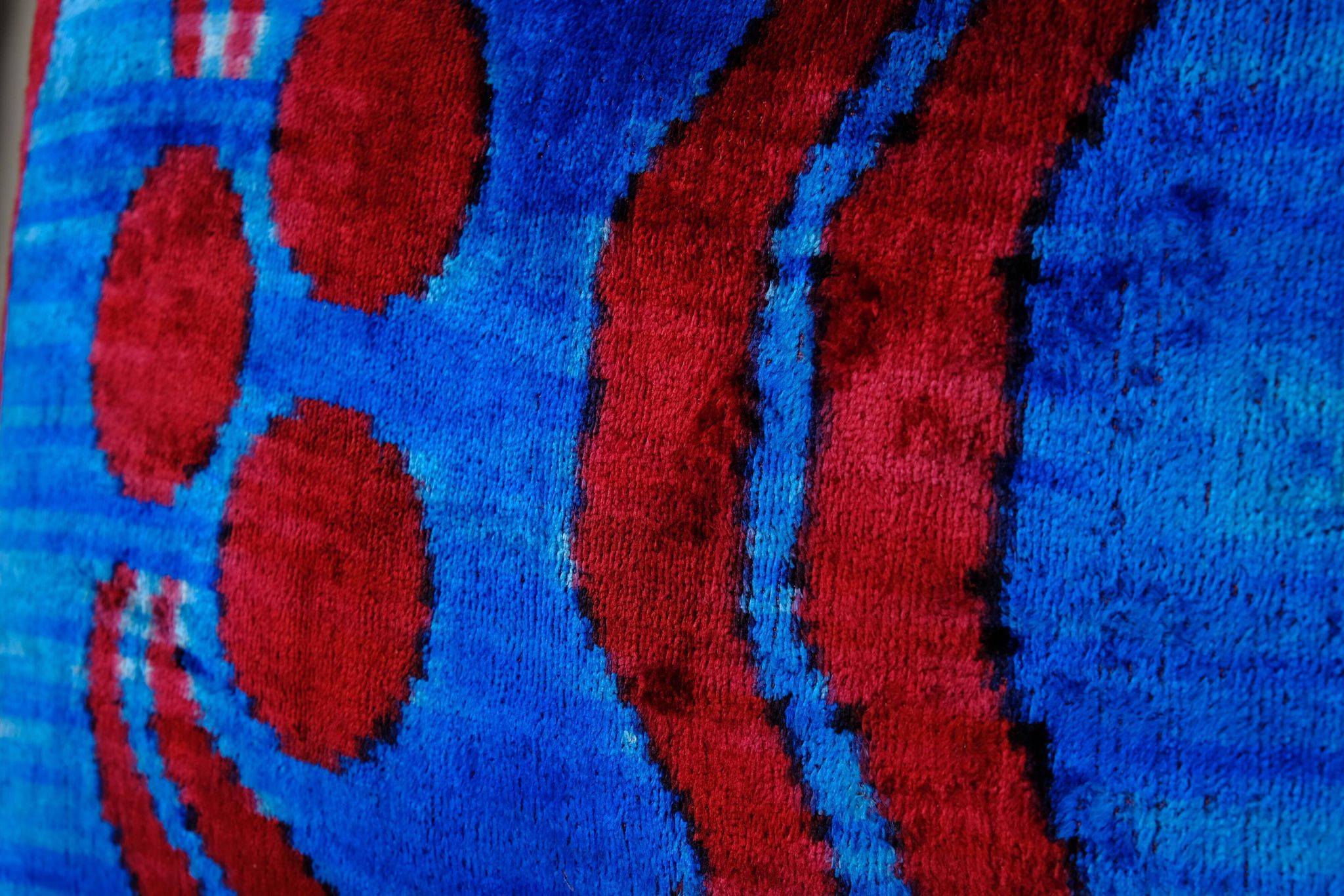 Handmade blue ikat velvet pillows