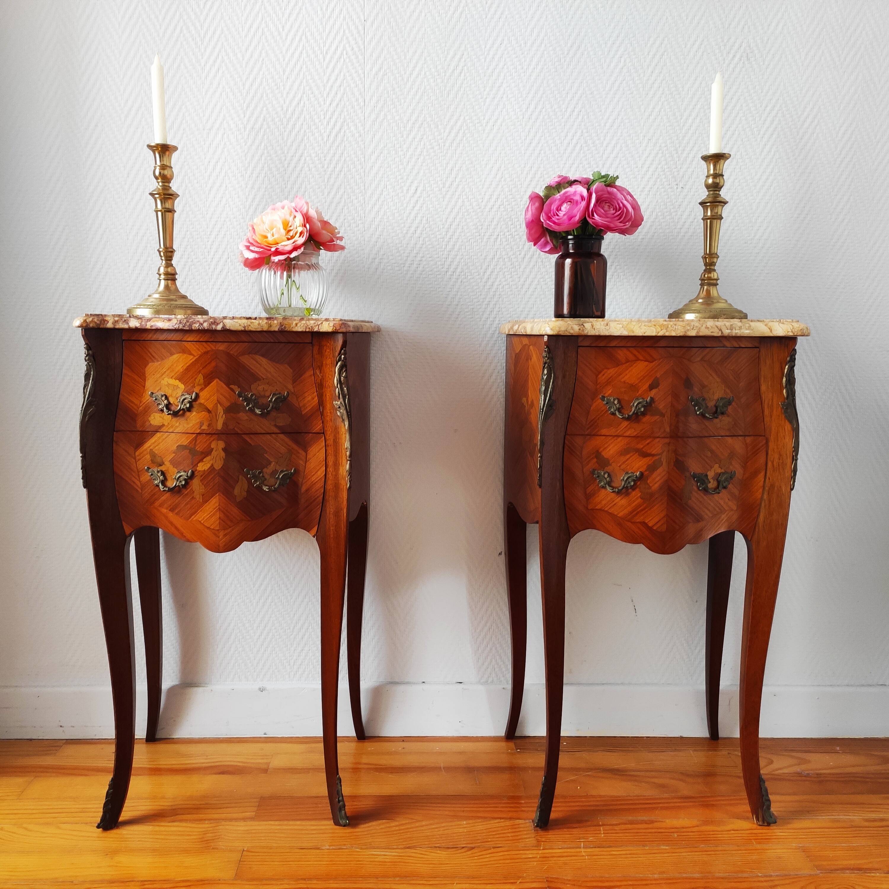 Pair of Louis XV style bedside tables