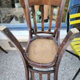 Series of 4 caned bistro chairs circa 1900