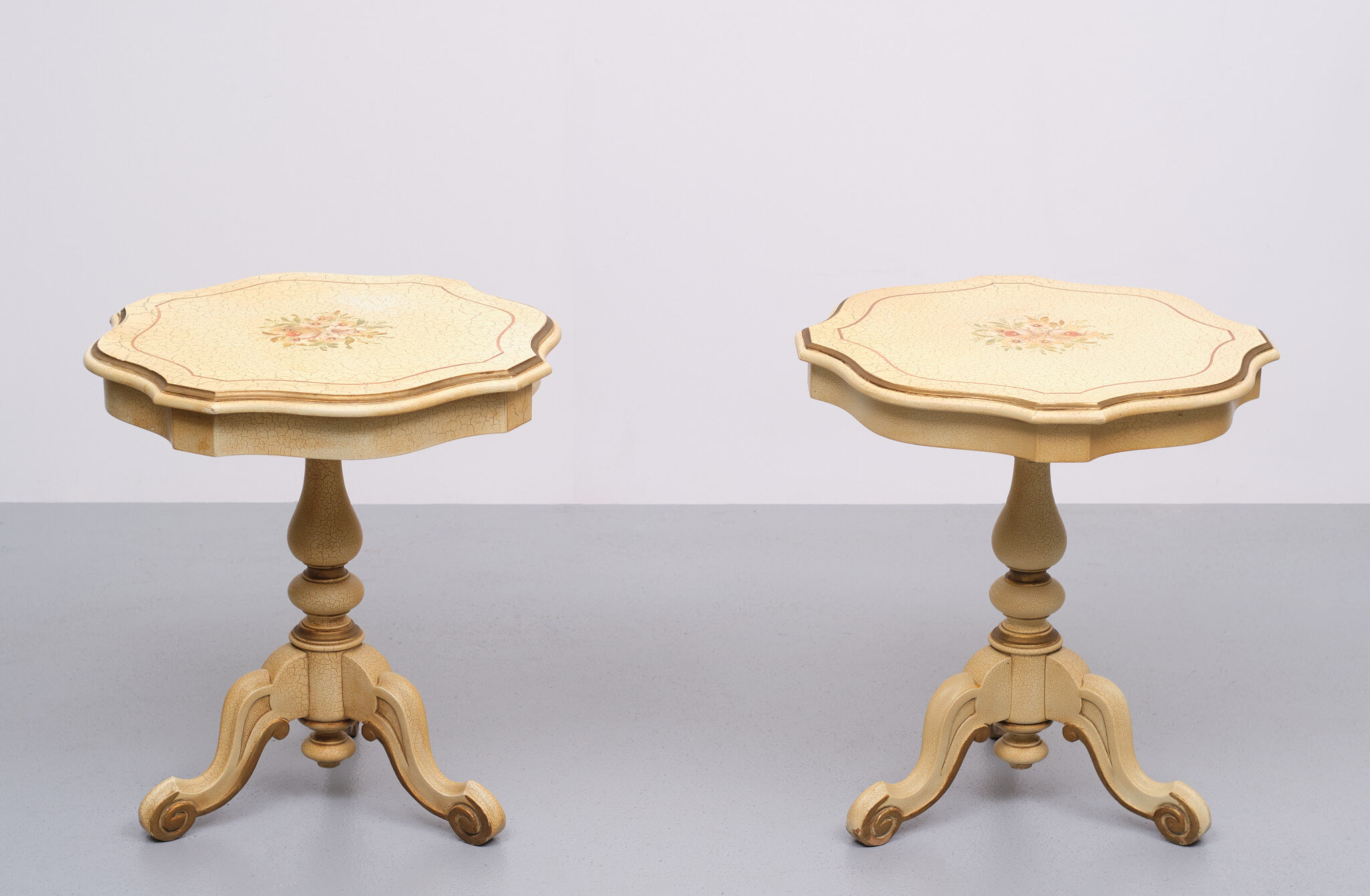 2 Classic Italian Craquelure Side Tables 1960s