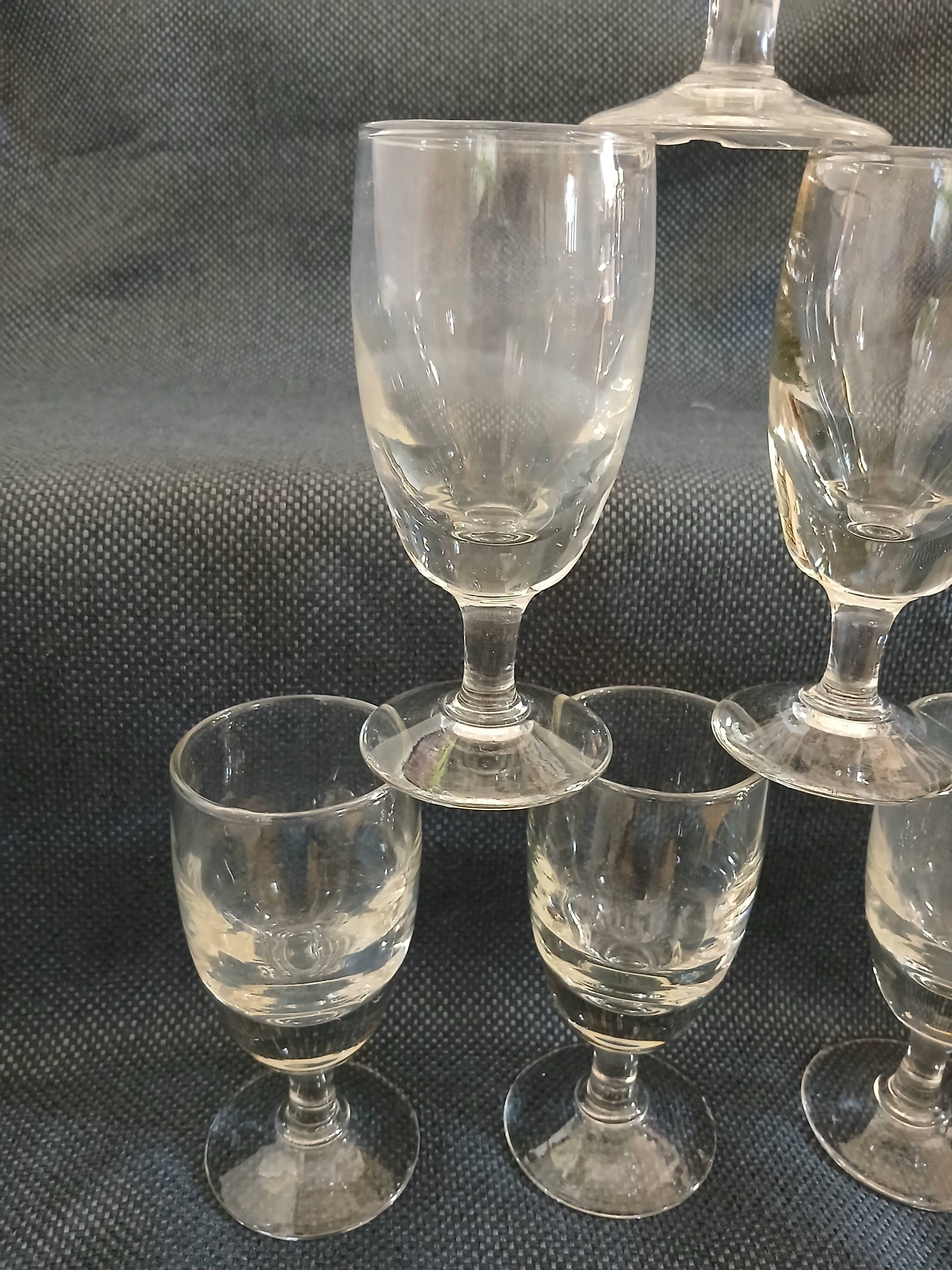 6 antique absinthe glasses