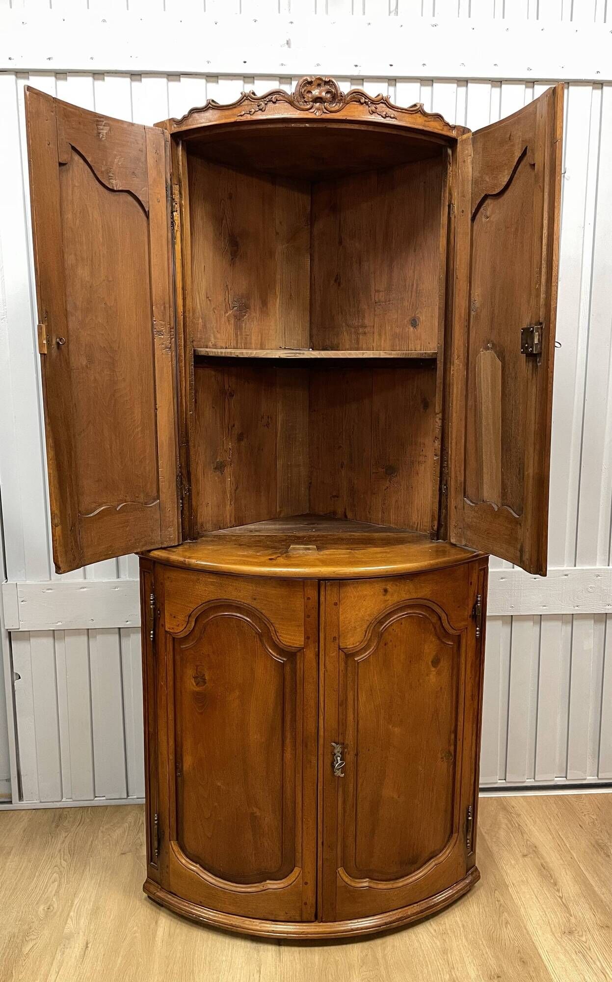 Double Body Corner Cabinet in Walnut from the end of the 19th century