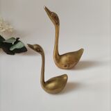 Golden brass swan duo