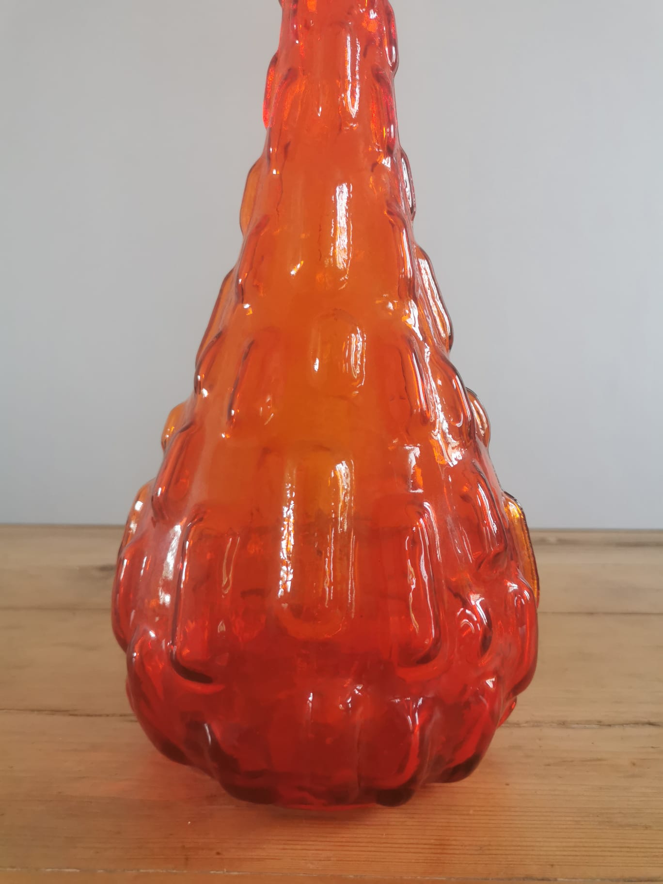 Italian carafe in Empoli glass color orange red 70