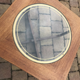 Table basse ronde en verre et dorée, années 1960