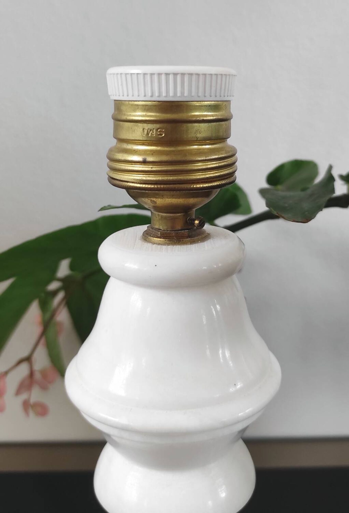 Vintage lamp base in white marble