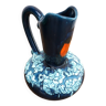 Vintage blue fat lava ceramic vase signed E. Bouchter