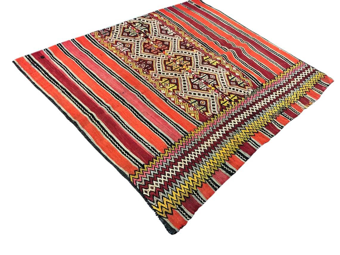Neutral Orange Turkish Wool Kilim