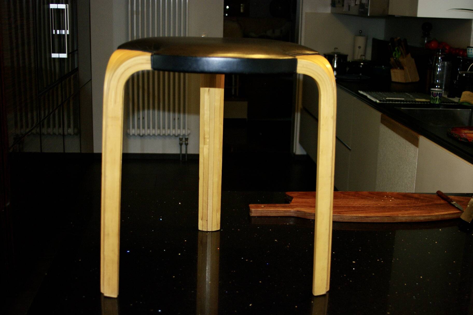 VINTAGE BIRCH AND LEATHER STOOL BY ALVAR AALTO FOR ARTEK