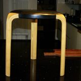 VINTAGE BIRCH AND LEATHER STOOL BY ALVAR AALTO FOR ARTEK