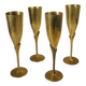 4 flutes, brass champagne glasses