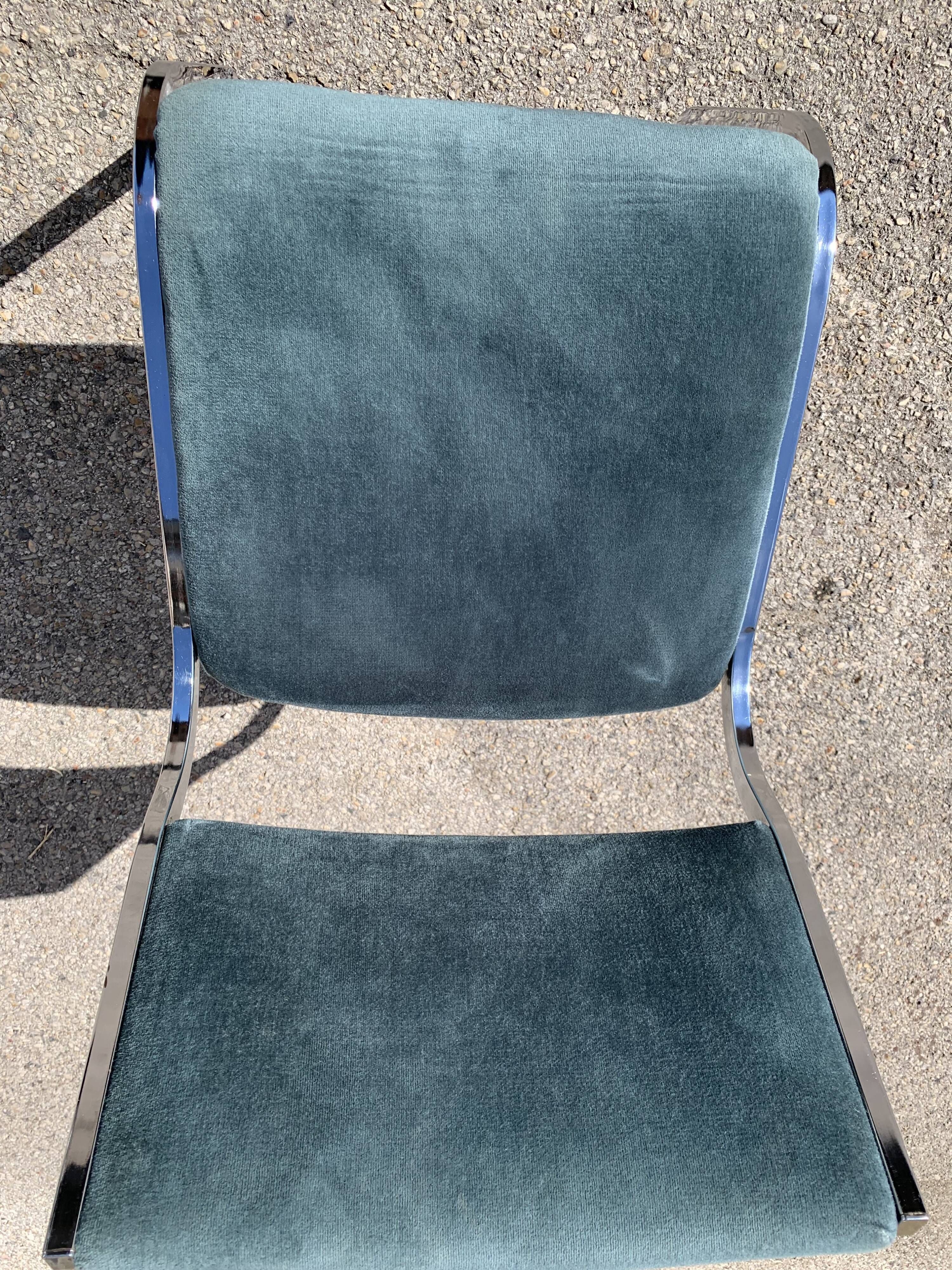 Pair of chrome blue chairs  70