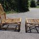 Rattan armchair and its footrest by Audoux & Minet 1950