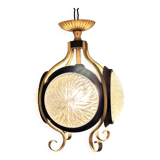 1960s glass brass pendant, frivolous lantern lamp