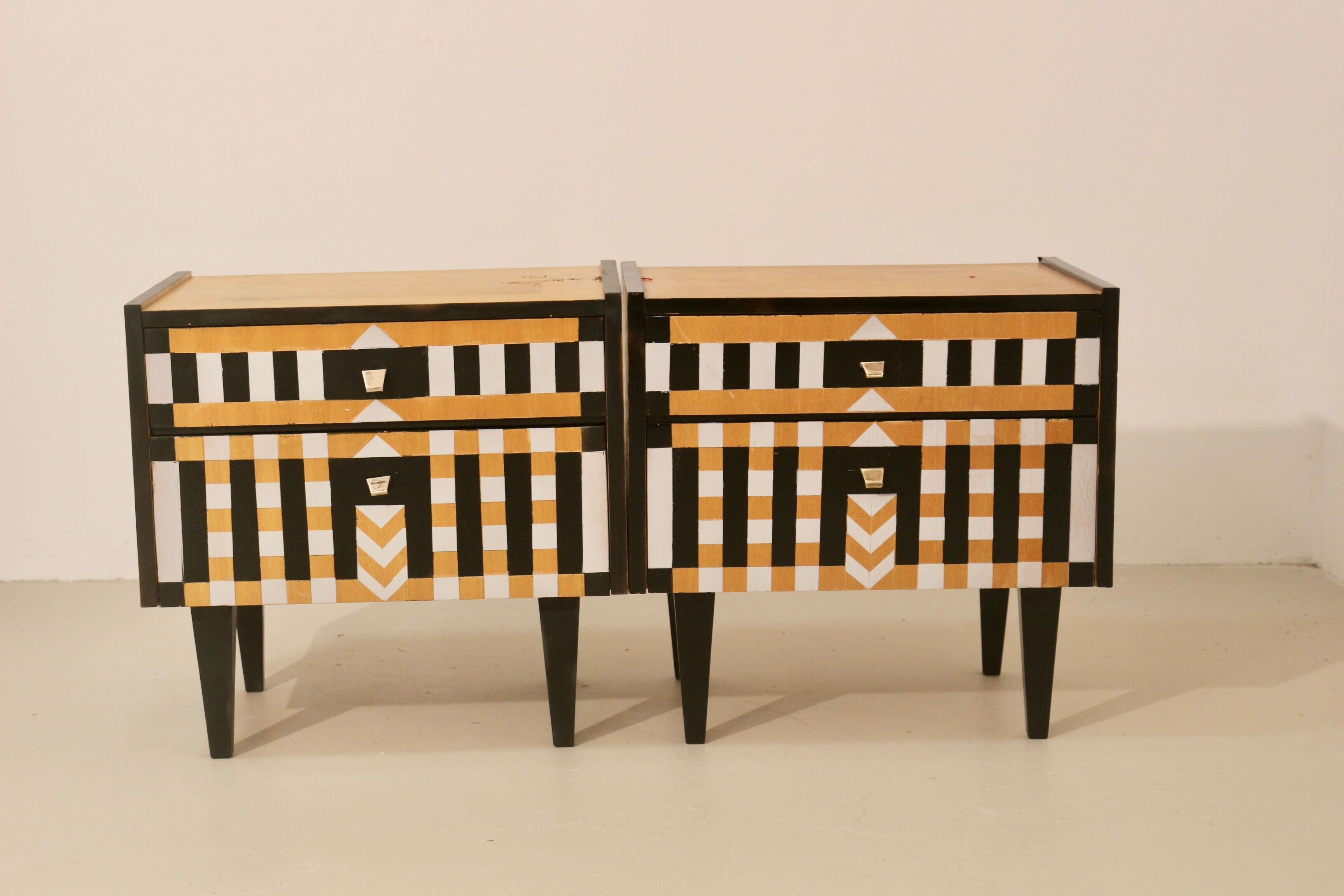 Pair of bedside table restyled swing door year 60