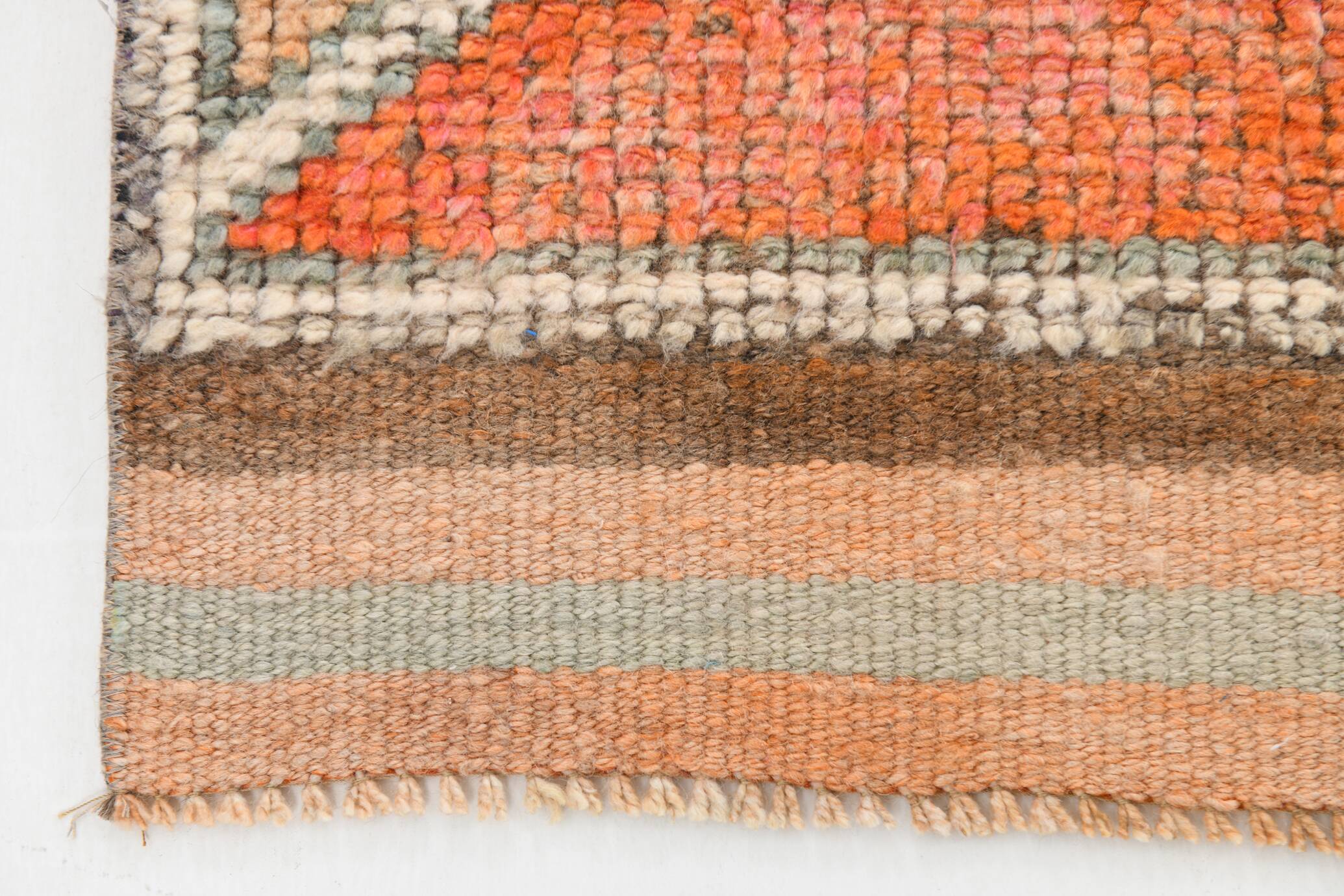 3x10 Vintage Pink & Orange Turkish Runner Rug, 88x323Cm