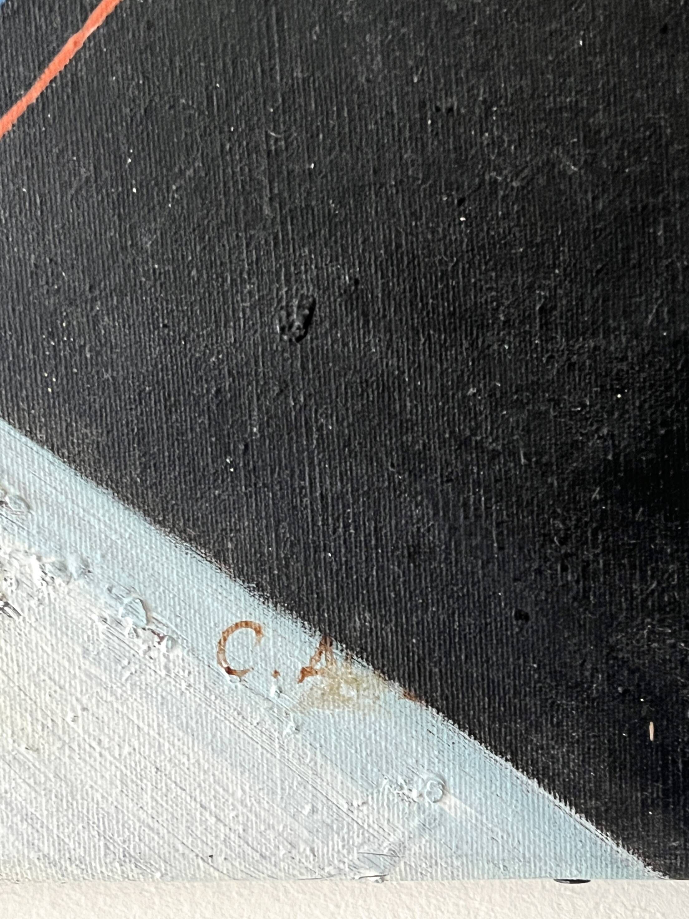 Large abstract modernist painting & original oil signed on canvas