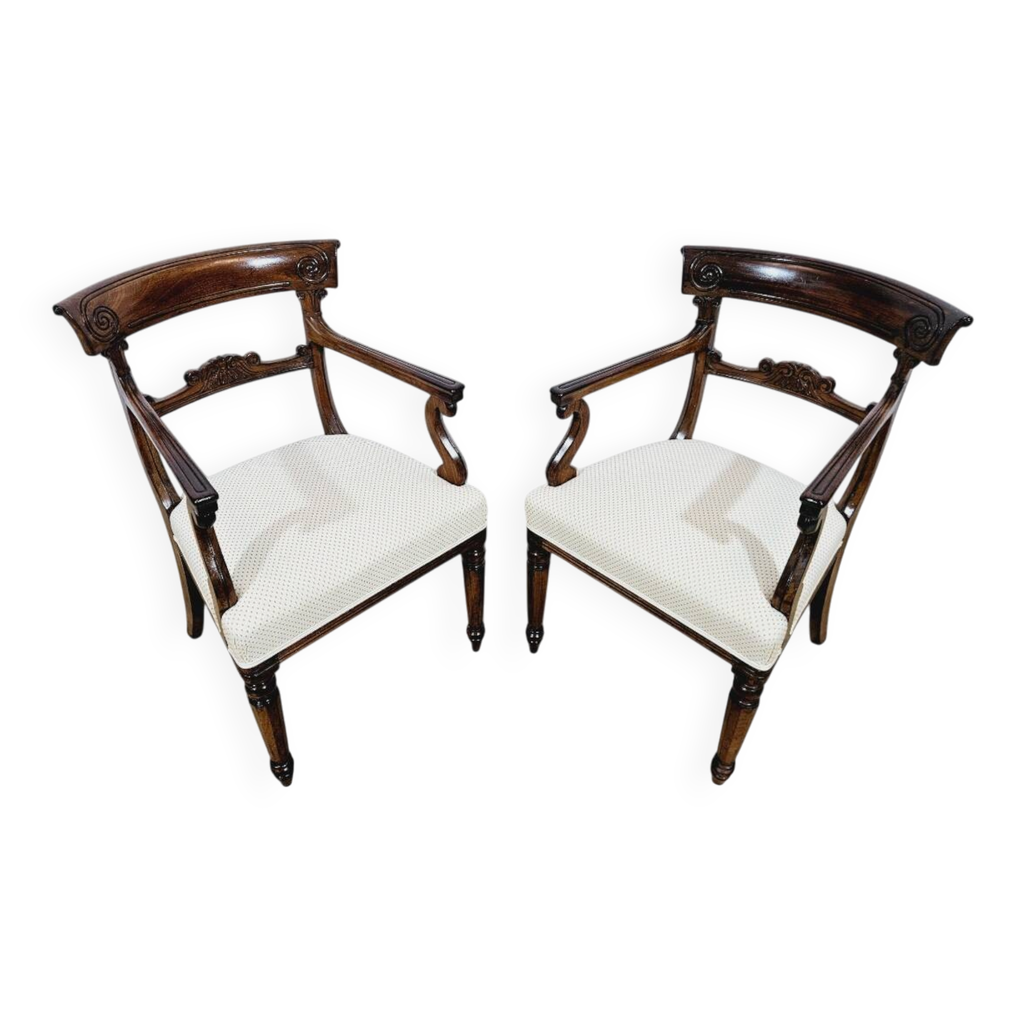 A pair of exclusive Biedermeier study armchairs, 19th century