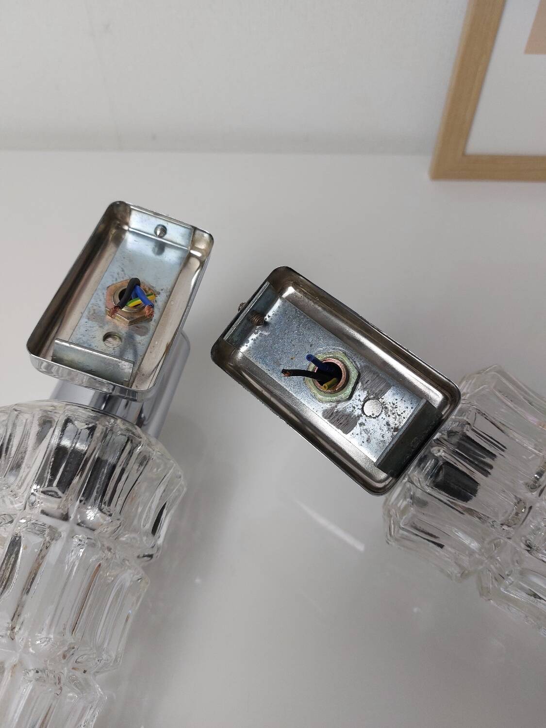 Pair of chrome wall lights