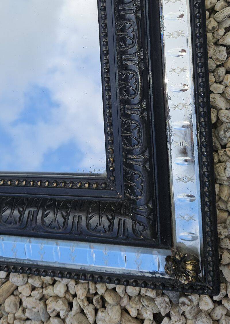 Large and Original Napoleon III Mirror with Inlay of Small Mirrors