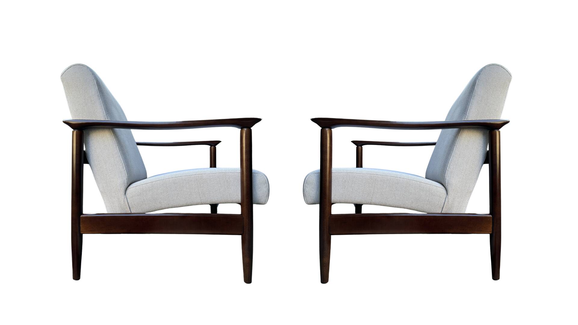 Mid Century Armchairs in Beige Linen, by Edmund Homa, 1960s, Set of Two