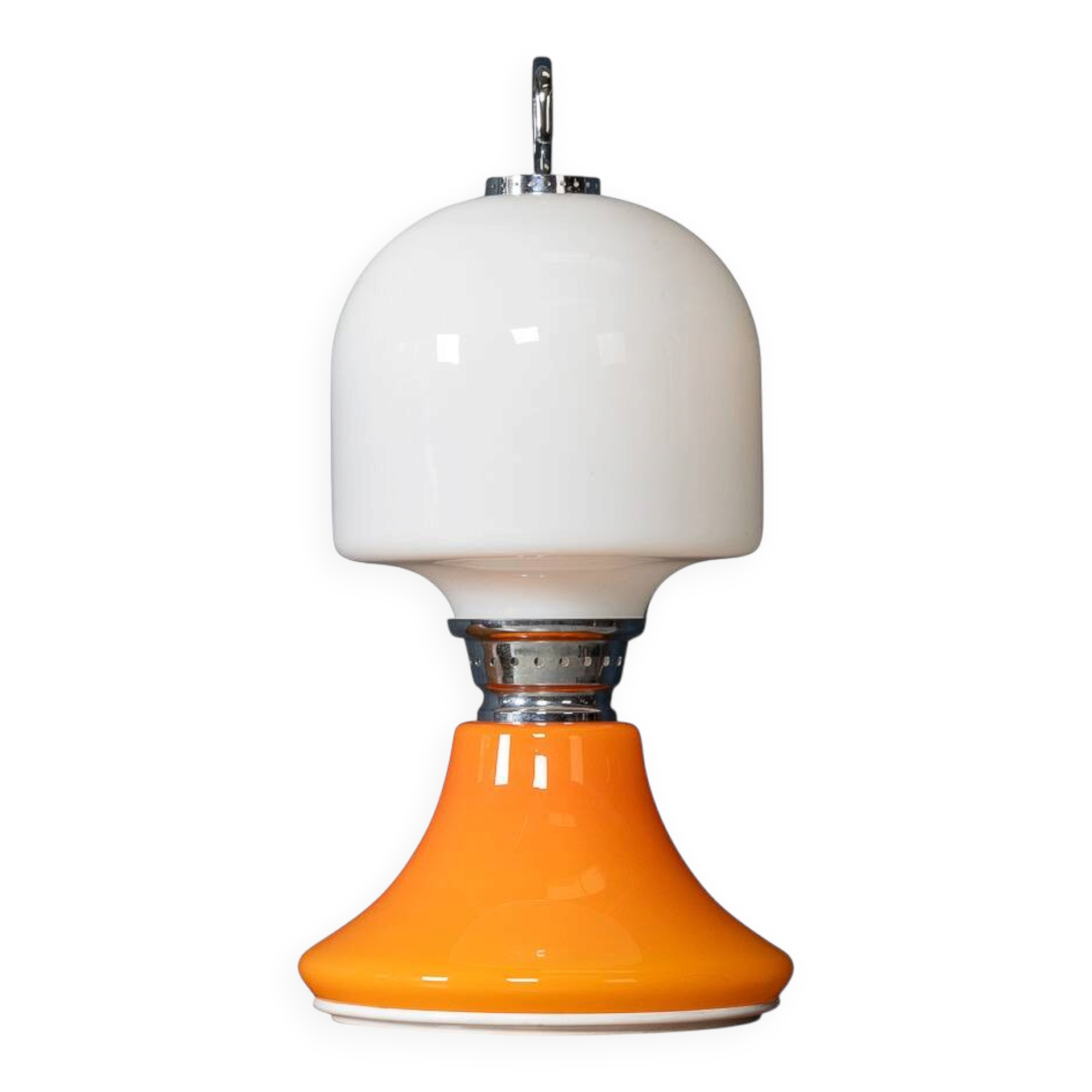 Vintage 20thc italian white & orange glass table lamp c.1970