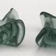 Pair of vintage blue/green tinted glass candlesticks from the 70s