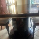 Table signed by Eric Maville and its 4 chairs.