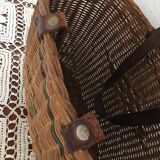 Basket with two handles leather 60s