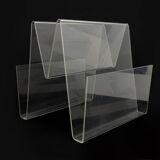 Vintage magazine rack, transparent plexiglass magazine rack