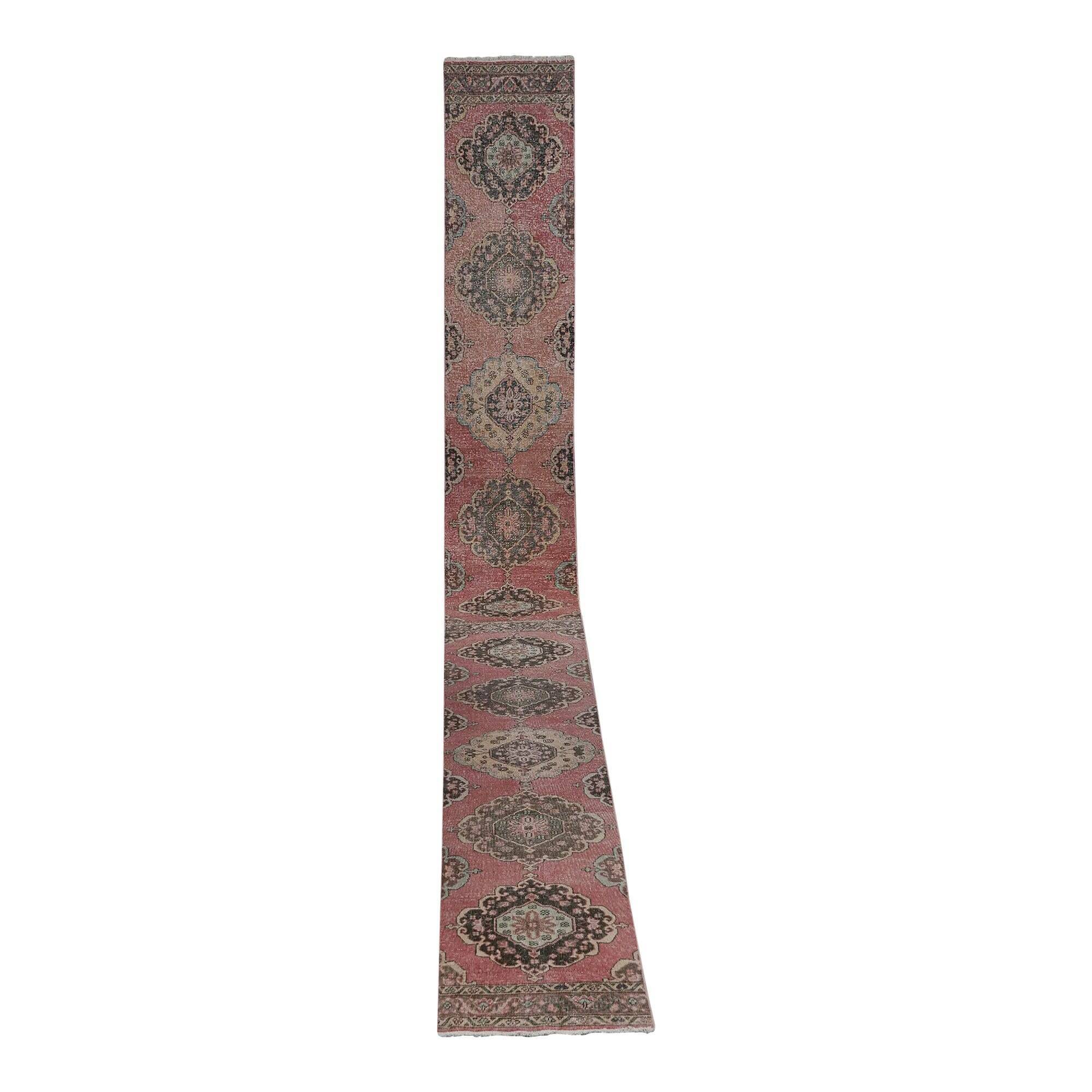 Vintage Turkish hallway rug 71x756 cm