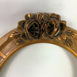 Old oval frame patinated wood & gilded stucco 1930, 52x40cm