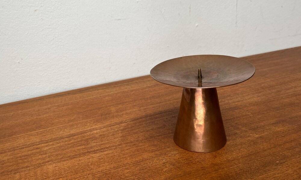 Handmade German copper candlestick from the mid-century by AWD, 1960s.