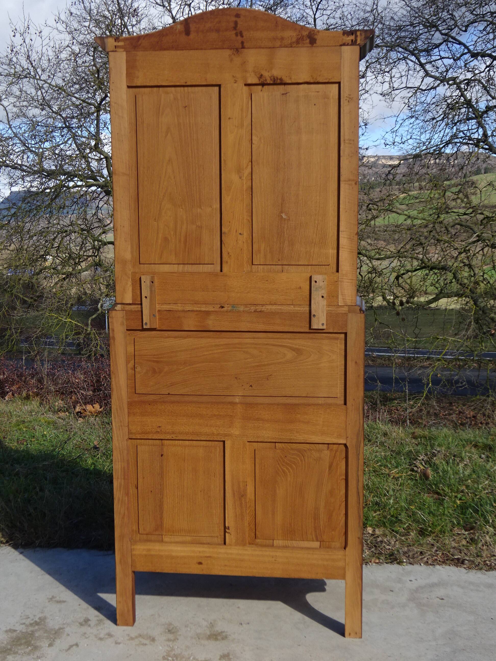 3-in-1 furniture: chest of drawers, secretary, and display cabinet, in walnut.