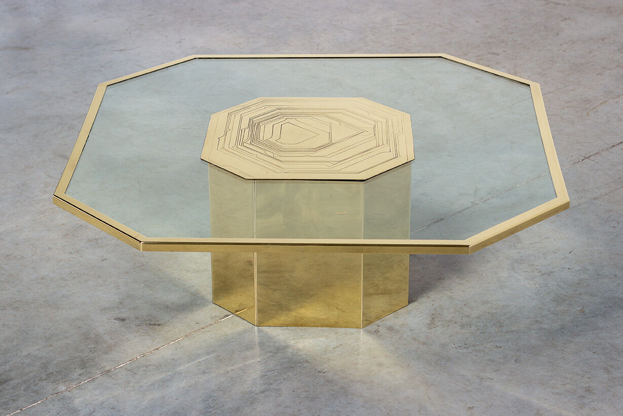 Octagonal coffee table Jenazi Jonckers circa 1980