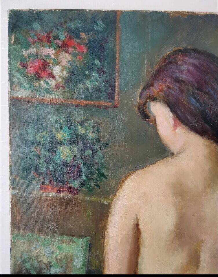 Peinture à l'huile femme nue impressionniste.