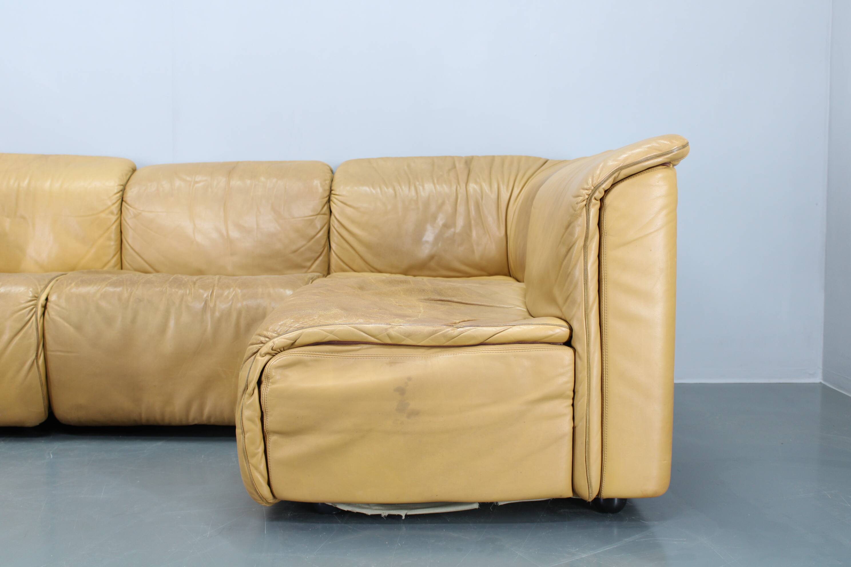 1970s Wittmann Hochbaret leather Modular Sofa, Austria